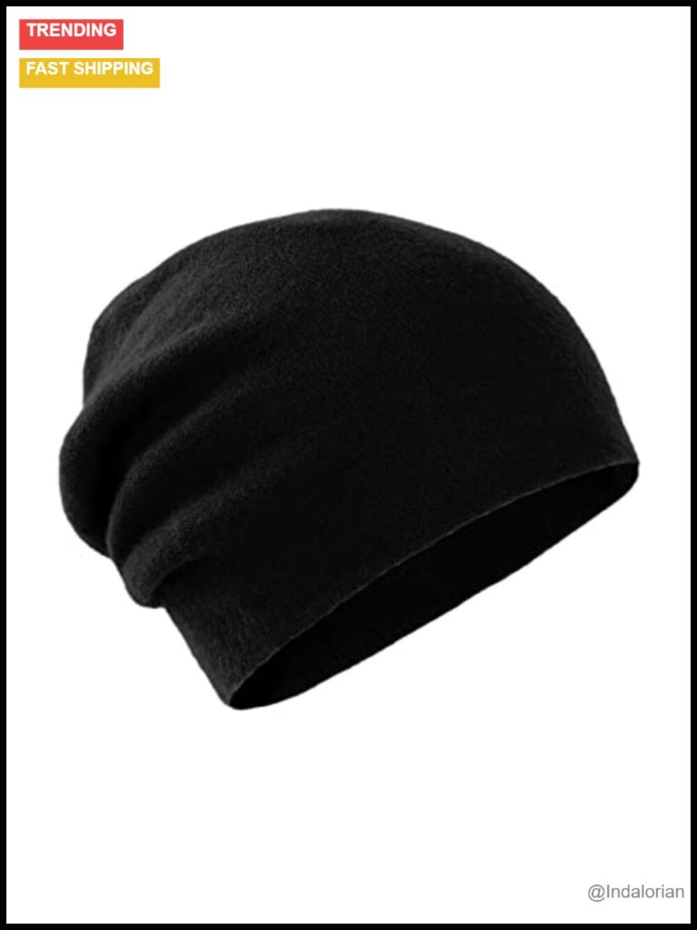 100% Cashmere Beanie Oversized Soft Knitted Hat Double-Layered Ski Cap